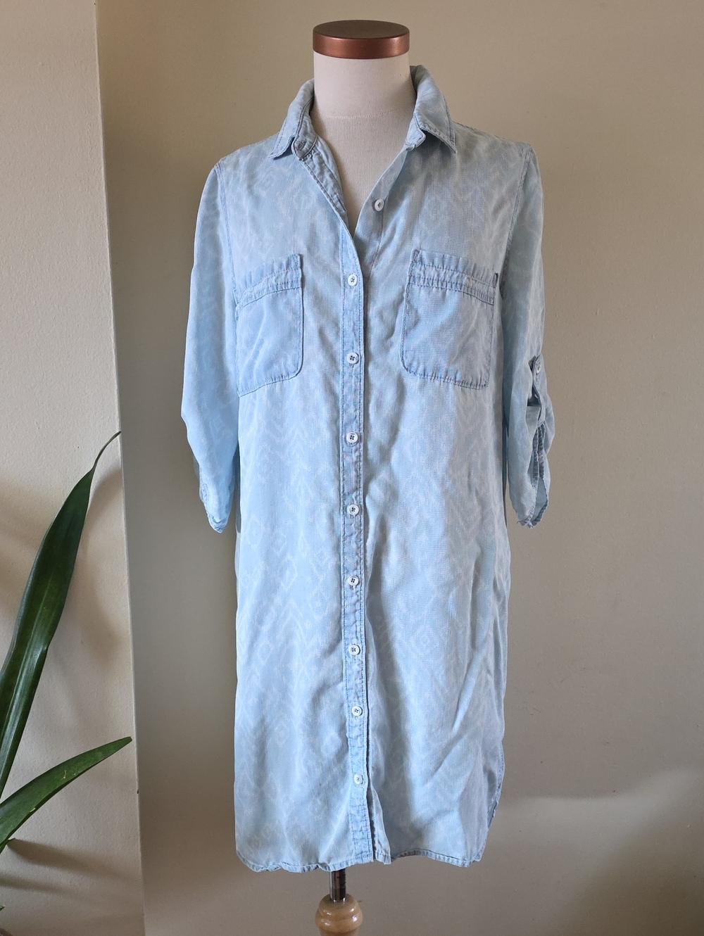 DEX Tencel 3/4 Sleeve Button Front Dress - L